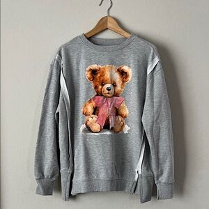 Oversized Sweatshirt with Teddy Bear Print Size M